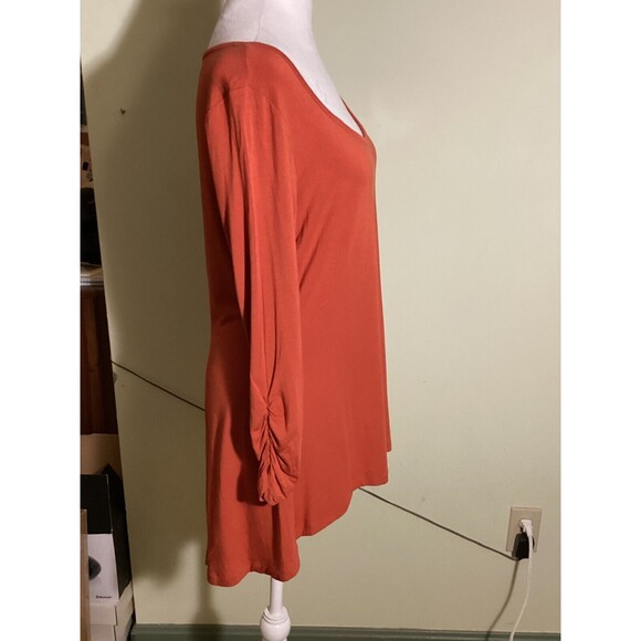 Grace Elements Womens Size M Rust Stretch Boat Neck Ruched Long Sleeve Tunic Top - Picture 7 of 9